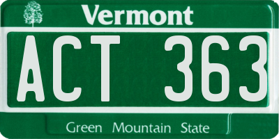 VT license plate ACT363