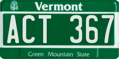 VT license plate ACT367