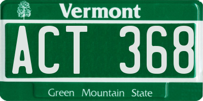 VT license plate ACT368