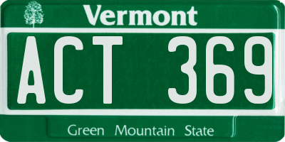VT license plate ACT369