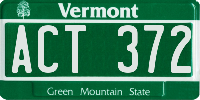 VT license plate ACT372
