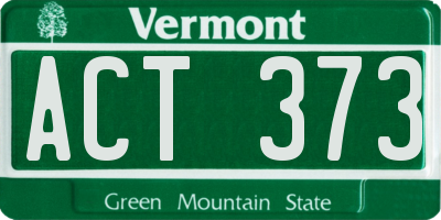 VT license plate ACT373