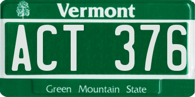 VT license plate ACT376