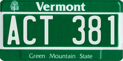 VT license plate ACT381