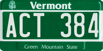 VT license plate ACT384