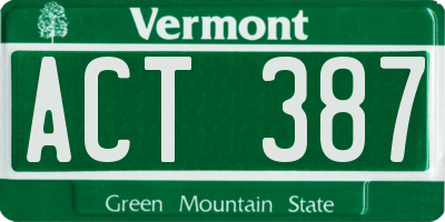 VT license plate ACT387