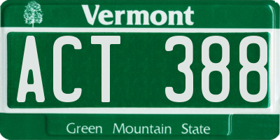 VT license plate ACT388