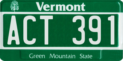 VT license plate ACT391