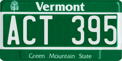 VT license plate ACT395