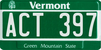 VT license plate ACT397