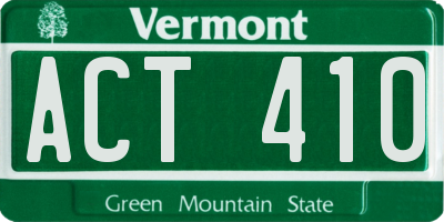 VT license plate ACT410
