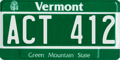 VT license plate ACT412