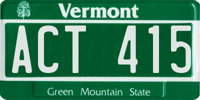 VT license plate ACT415