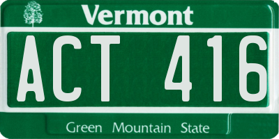 VT license plate ACT416