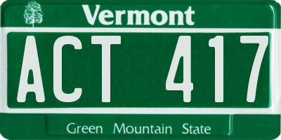 VT license plate ACT417