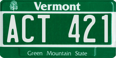 VT license plate ACT421