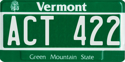 VT license plate ACT422