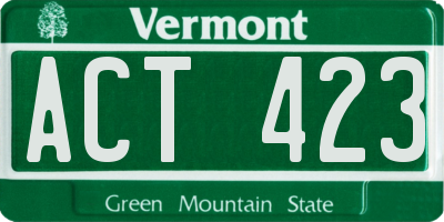 VT license plate ACT423