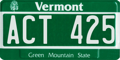 VT license plate ACT425