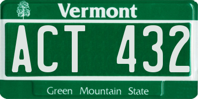 VT license plate ACT432