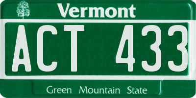 VT license plate ACT433