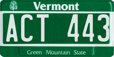 VT license plate ACT443