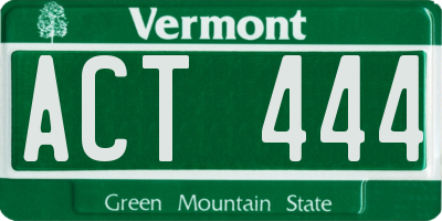 VT license plate ACT444