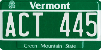 VT license plate ACT445