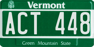 VT license plate ACT448