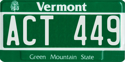 VT license plate ACT449