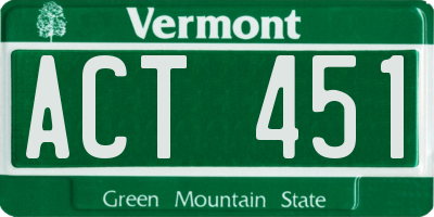 VT license plate ACT451