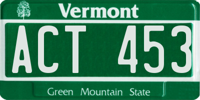 VT license plate ACT453