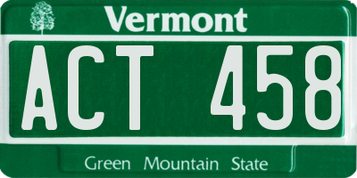 VT license plate ACT458