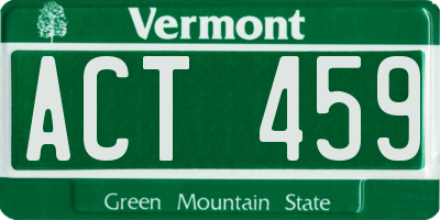 VT license plate ACT459