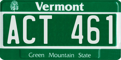 VT license plate ACT461