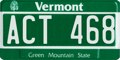 VT license plate ACT468