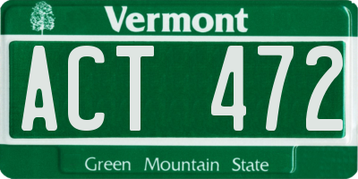 VT license plate ACT472
