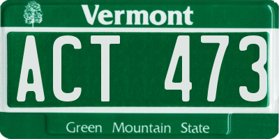 VT license plate ACT473