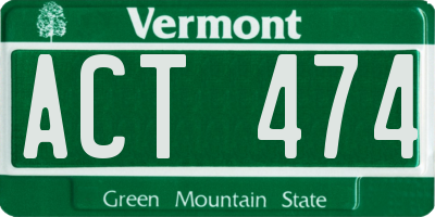 VT license plate ACT474