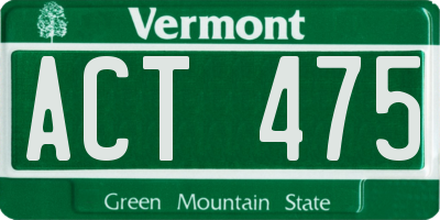 VT license plate ACT475