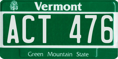 VT license plate ACT476