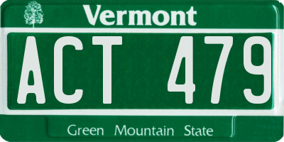 VT license plate ACT479
