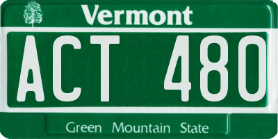 VT license plate ACT480