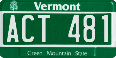 VT license plate ACT481