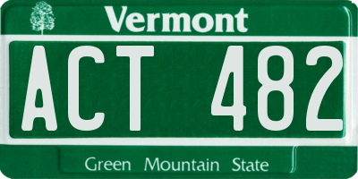 VT license plate ACT482