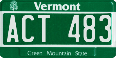 VT license plate ACT483