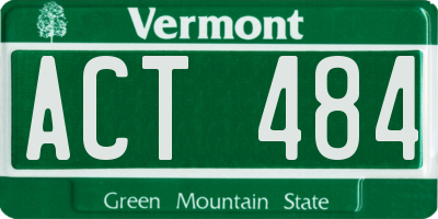 VT license plate ACT484