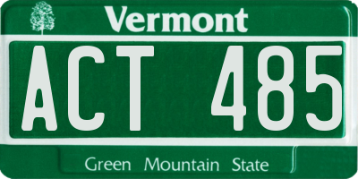 VT license plate ACT485