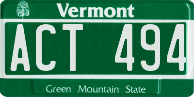 VT license plate ACT494