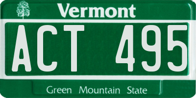VT license plate ACT495